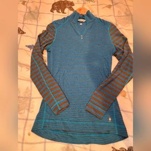 Smartwool Striped 1/4 Zip 250 Merino Wool Base Layer L